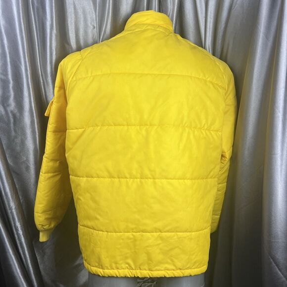 Vintage Swingster Racing Jacket Mens XL Crows Hybrids Yellow 70s Puffer Coat USA - Picture 9 of 16